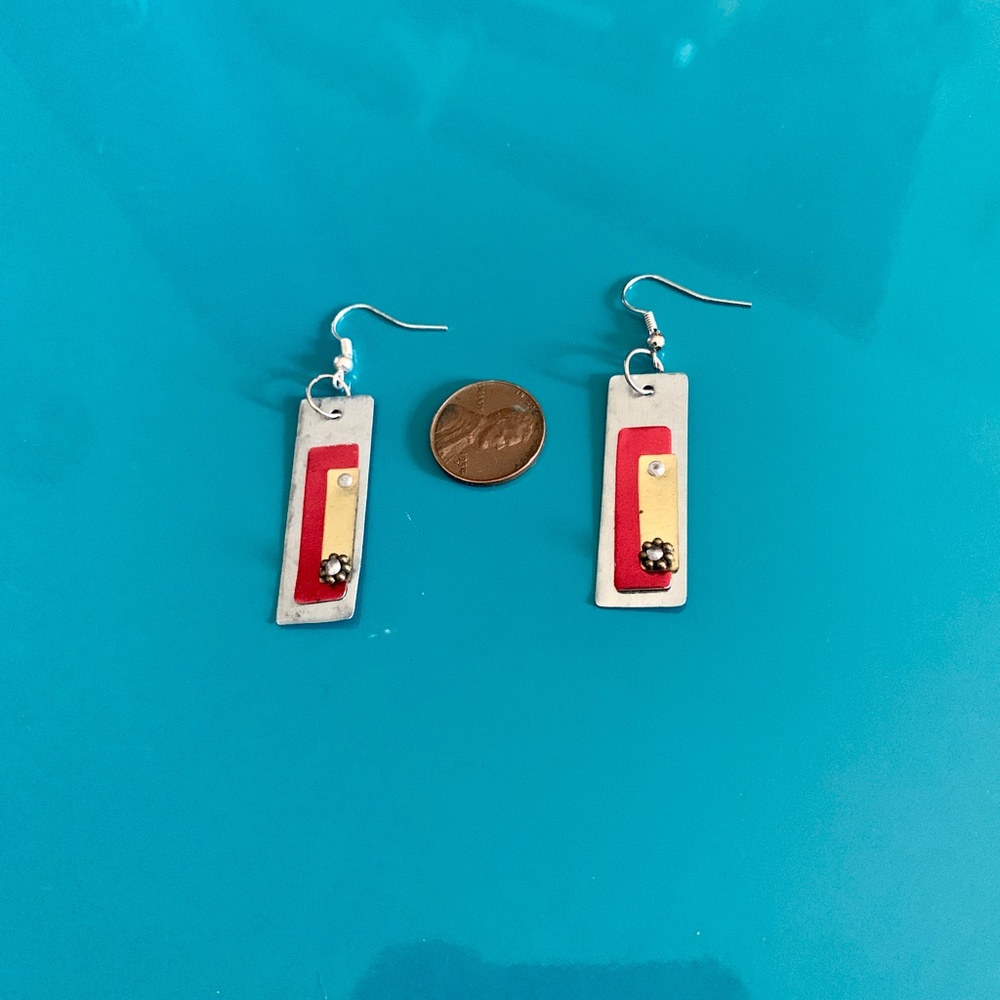 Funky Silver Tone Distressed Artesian Earrings - … - image 4